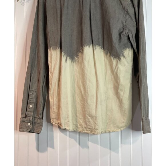 Levis Mens M Long Sleeve Button-Up Dip Dye Shirt Gray & Cream - Picture 8 of 15